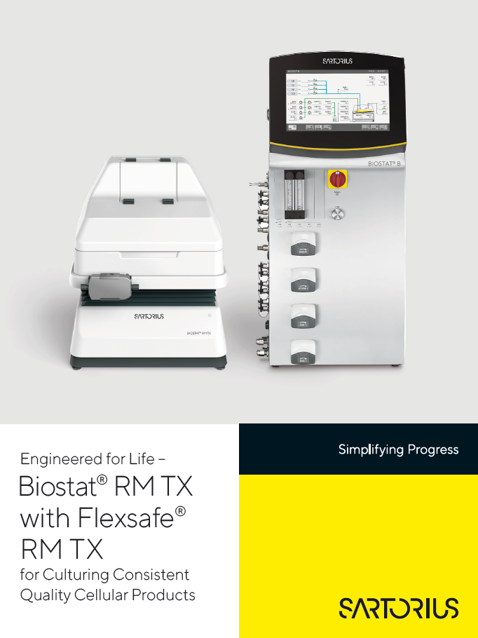 Bioreaktor Biostat® RM TX s Flexsafe® RM TX vrećama za konzistentan i kvalitetan uzgoj - Sartorius Croatia
