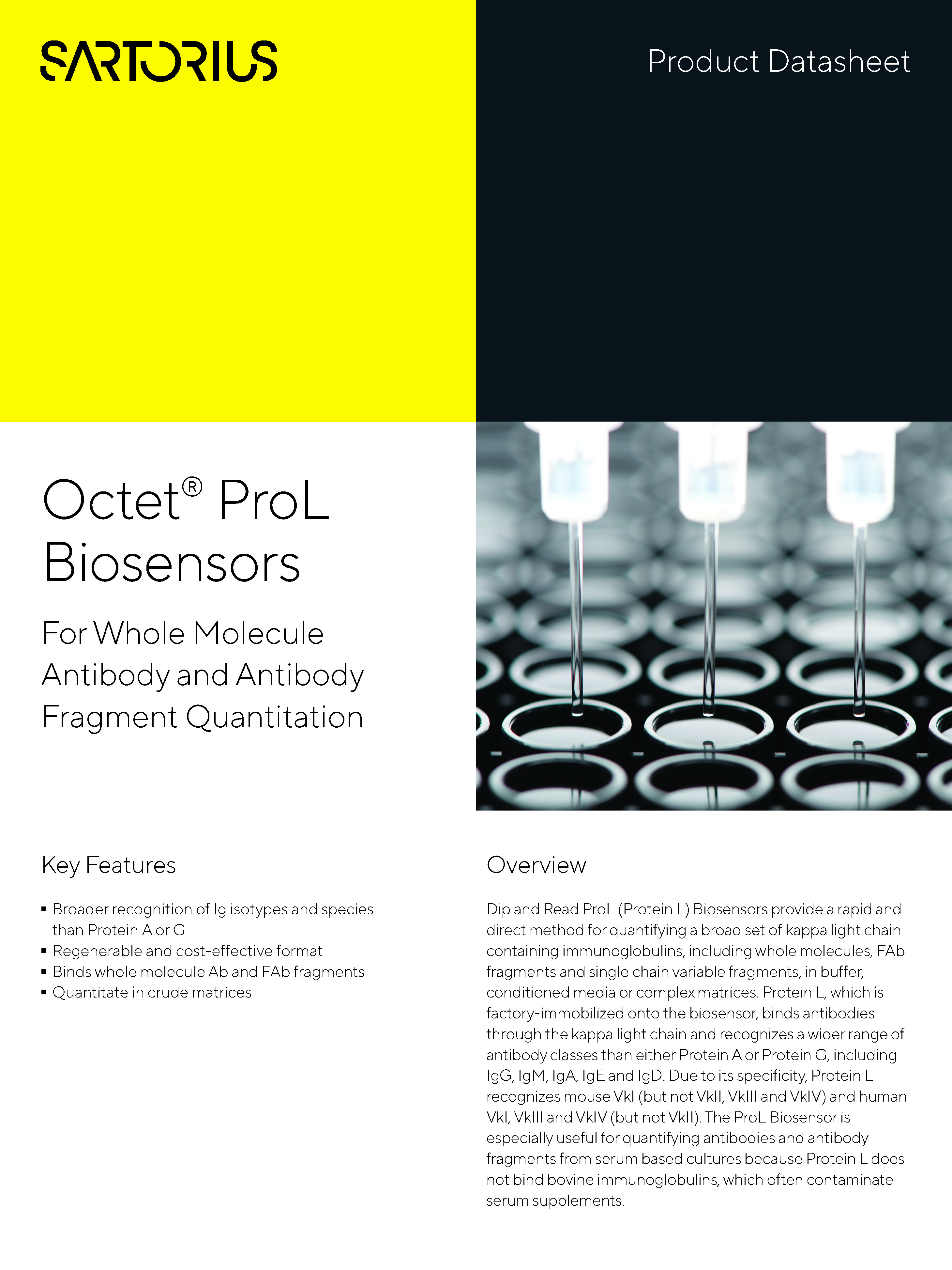 Octet® ProL biosenzori - Za kvantitativno određivanje antitijela cijele molekule i fragmenata antitijela - Sartorius Croatia