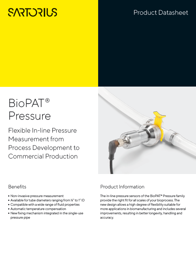 BioPAT® Pressure senzor za in-line mjerenje tlaka - Sartorius Croatia
