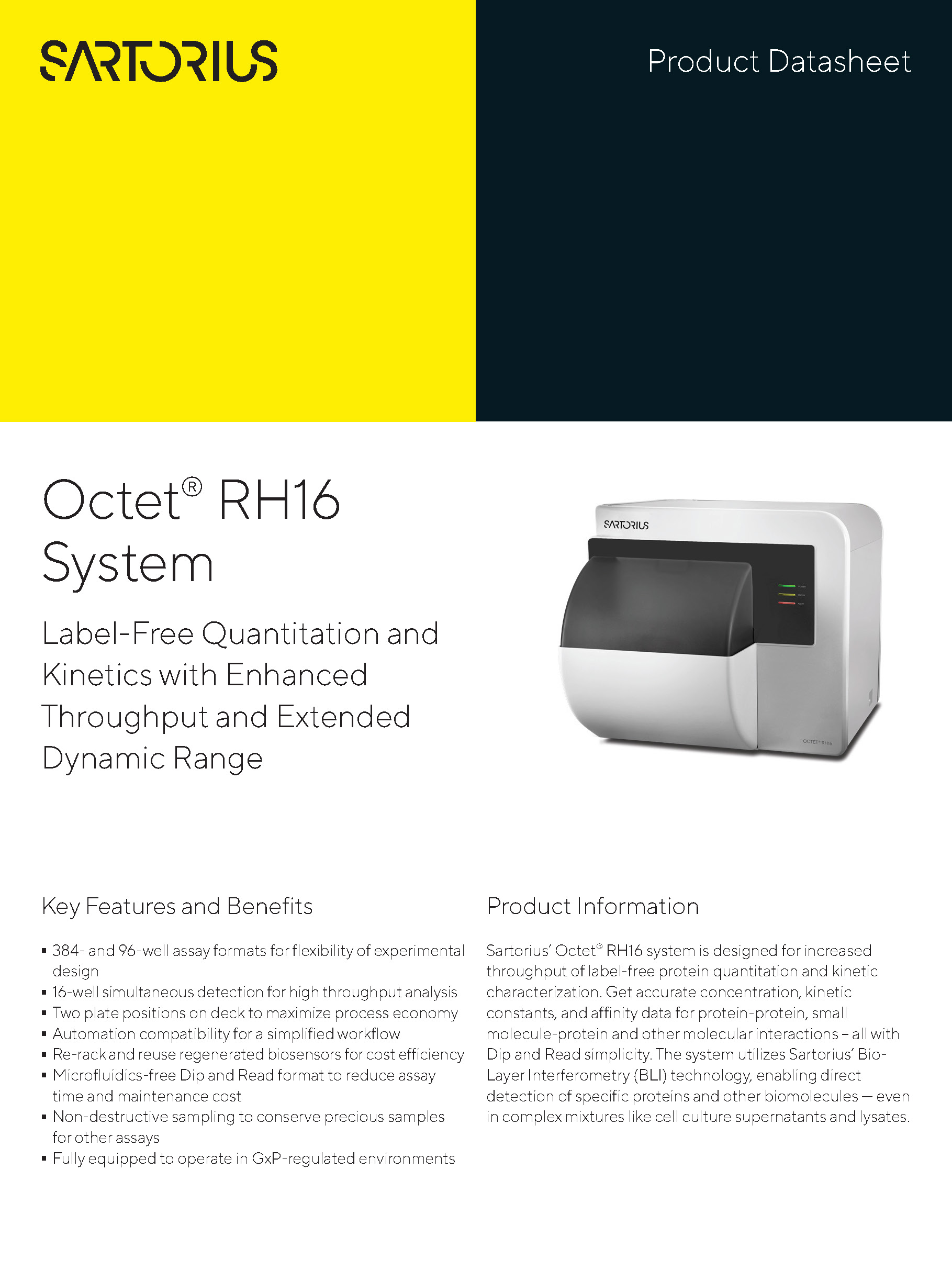 Octet® RH16 sustav - Kvantifikacija i kinetika bez oznaka s visokom produktivnošću i proširenim dinamičkim rasponom - Sartorius Croatia