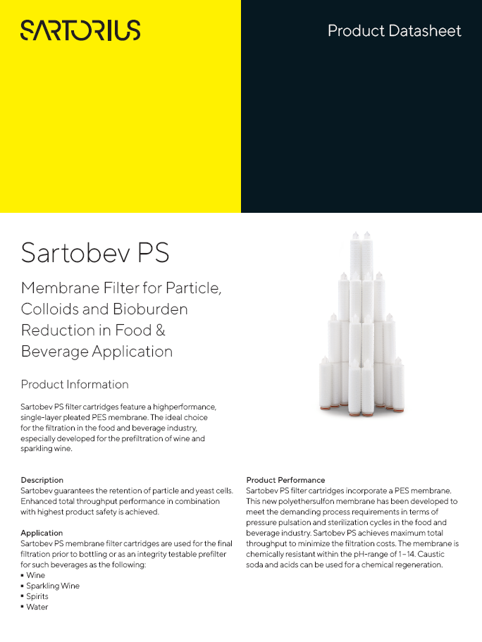 Sartobev PS membranski filteri za čestice, koloide i bioburden - Sartorius Croatia