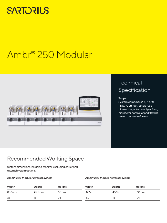 Ambr® 250 Modular: Technical Specification - Sartorius Croatia