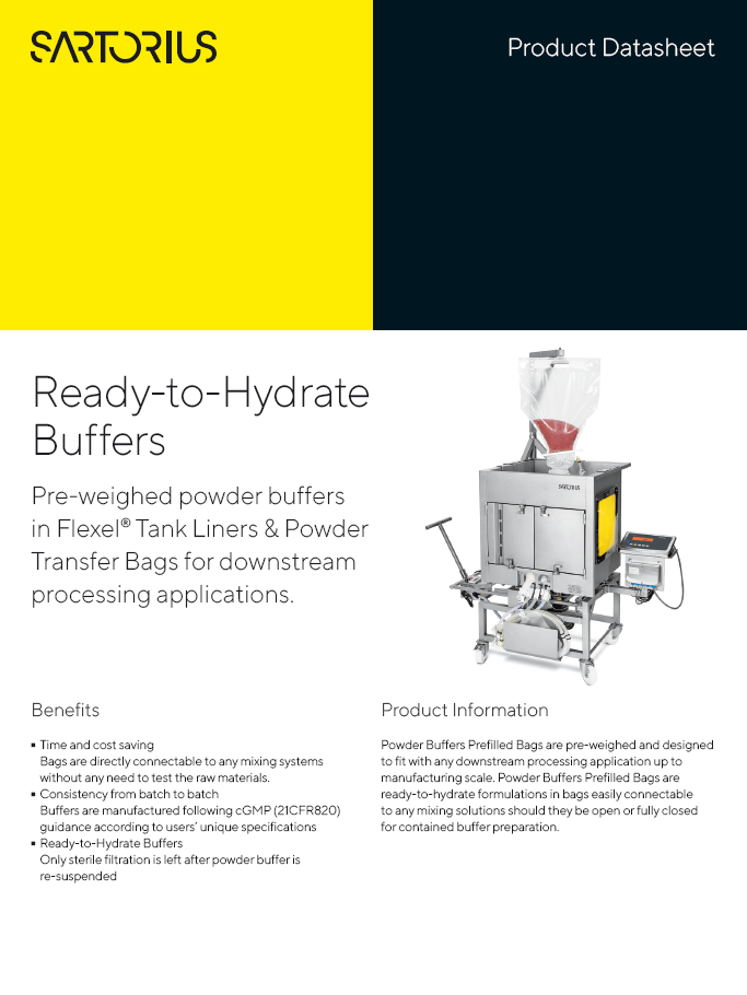 Puferi u prahu za Flexel® tankove - Sartorius Croatia