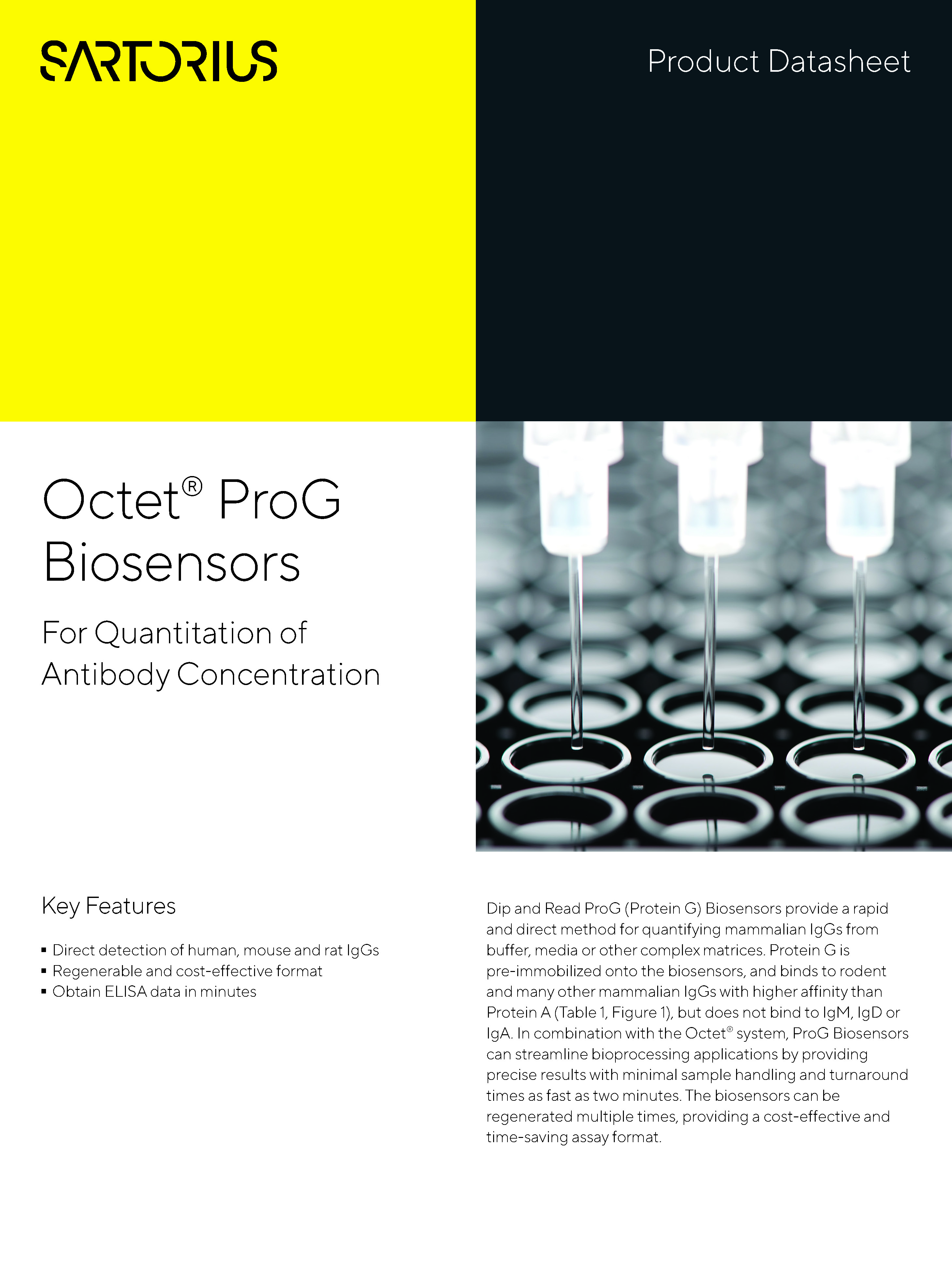 Octet® ProG biosenzori - Za kvantifikaciju koncentracije protutijela - Sartorius Croatia